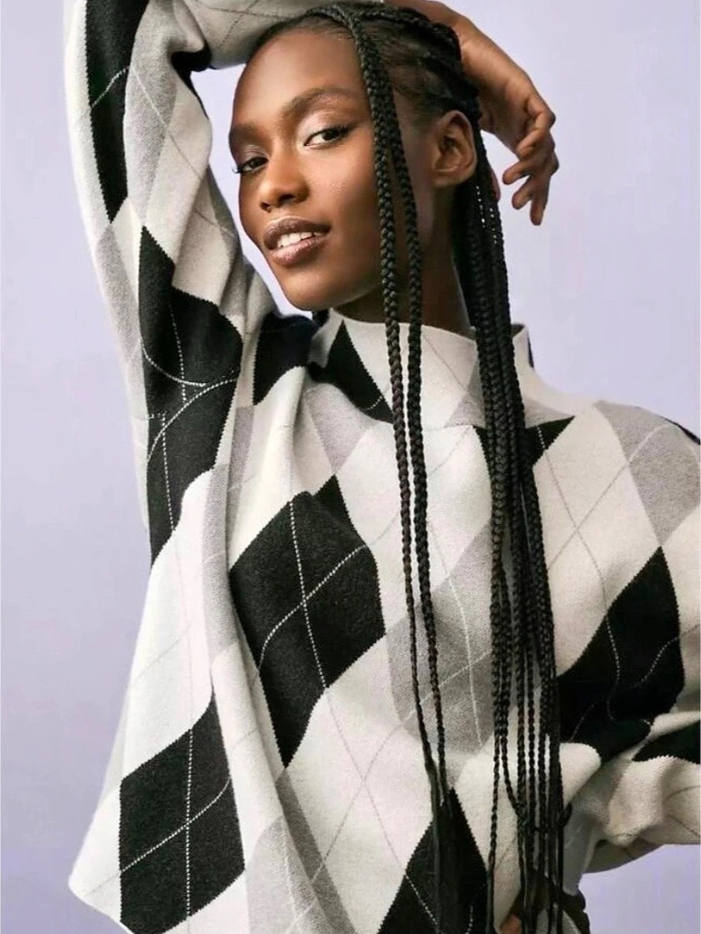 Maeve The Carys Mock-Neck Sweater Argyle